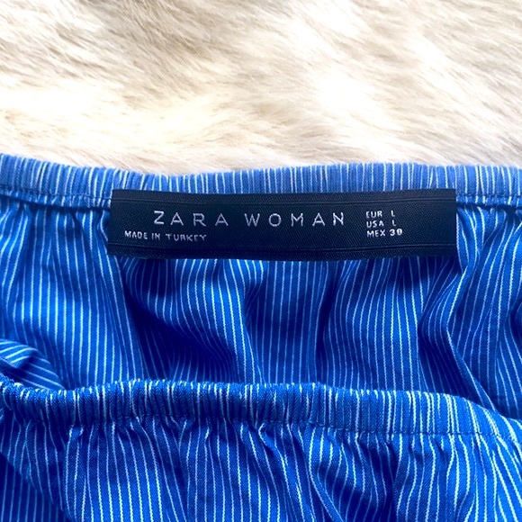 Zara off shoulder blue stipe ruffle sleeve Top (L) - Picture 5 of 7